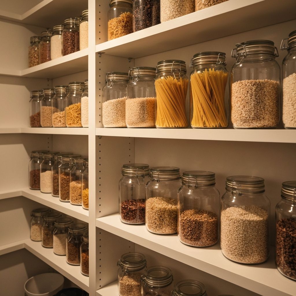 Vorratsschrank mit Gläsern